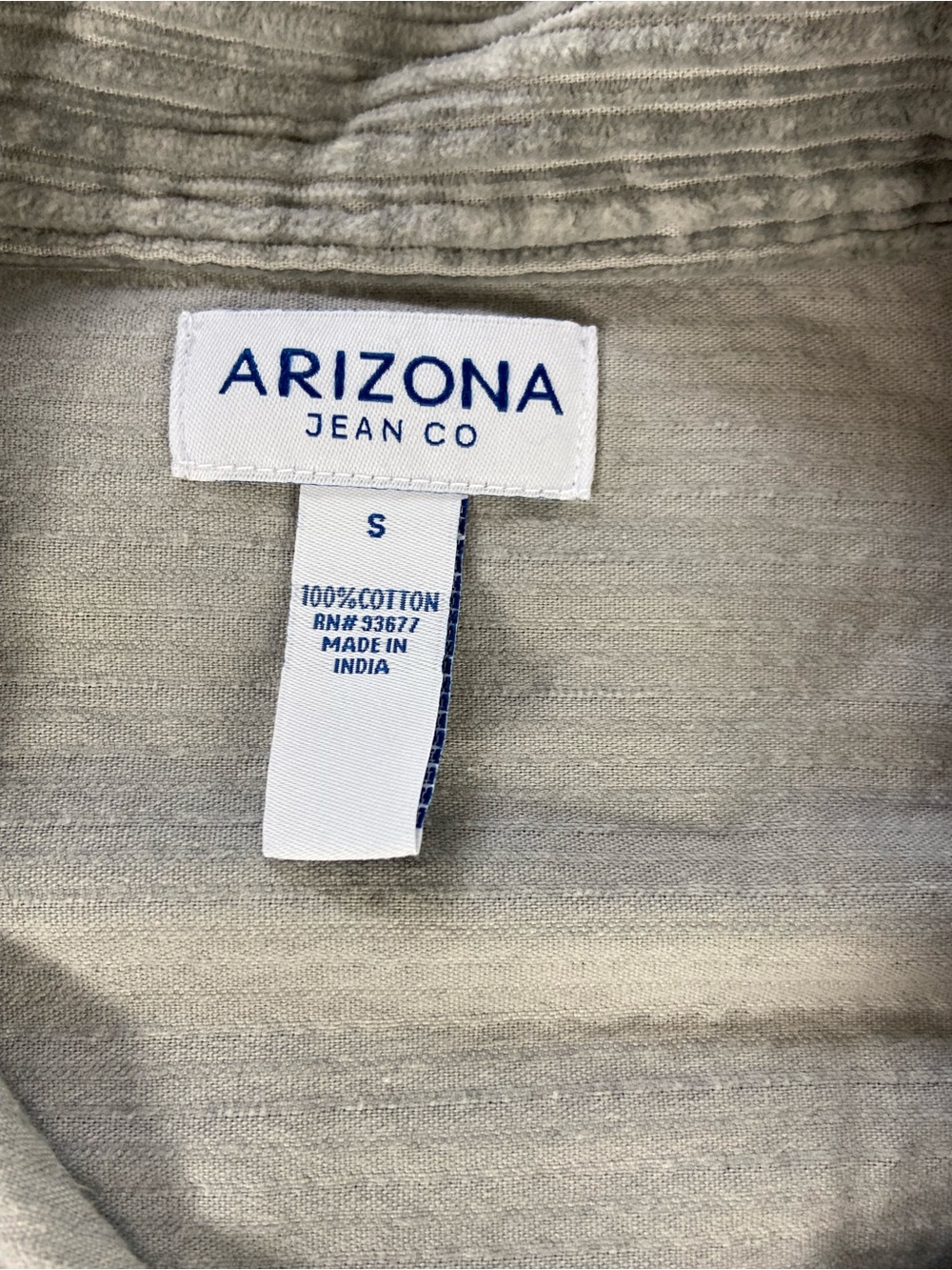 NWT New Arizona Jean Company Gray Corduroy Oversized Button-Down Shirt Shacket - Picture 9 of 11